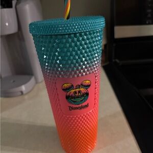 Starbucks Vibrant Blue and Orange Tumbler with Straw